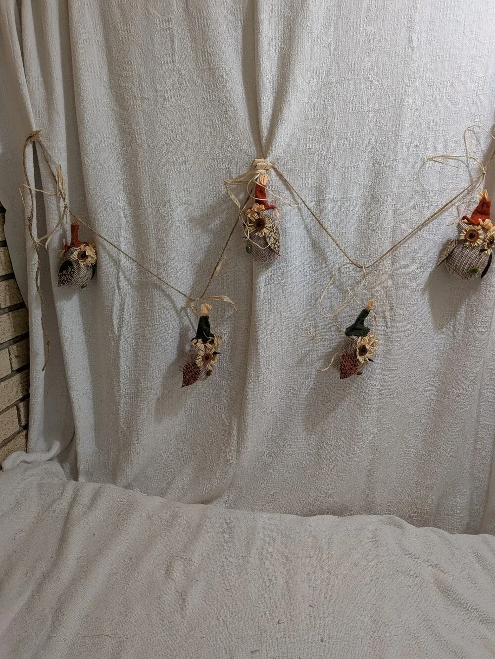Hand Crafted Fall Owl Garland - Green, Orange, Brown